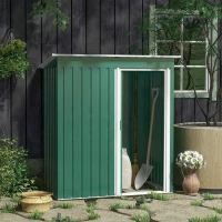 Outsunny 5 x 3ft Garden Storage Shed with Sliding Door and Sloped Roof Outdoor Equipment Tool, Green(m-2)