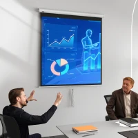 HOMCOM Pantalla de Proyección Portátil 85 Pulgadas Formato 1:1 para Interior y Exterior Cine en Casa Patio 146x146 cm Blanco(m-7)