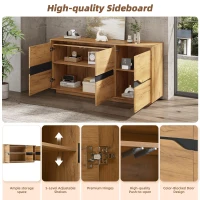 Modern Storage Cabinet with Soft-Close Hinges & Adjustable Shelves, Multifunctional Sideboard for Living Areas, 140L x 40W x 70H cm, Wood(m-5)