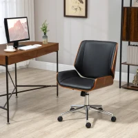 Vinsetto Chaise de bureau design vintage hauteur réglable pivotant 360° piètement chromé 53 x 60 x 86-96 cm gris(m-10)