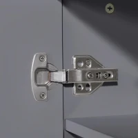 Space‑Saving Dining Table with 6 Adjustable Shelves & Storage Cabinet, Extendable Bar Table for 4–6 People, 118L-180 x 50W x 94H cm, Gray(m-8)