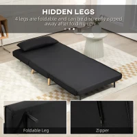 HOMCOM Relaksacyjny fotel z funkcją łóżka, dla 1 osoby, nowoczesny design, do 350 kg, 94x78x80 cm, Czarny(m-6)