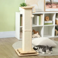 PawHut 3 in 1 Cat Scratching Post, 87cm Cat Scratcher w/ Track Ball Toy, Oak(m-7)