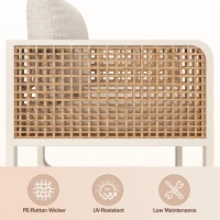 Modular Garden Lounge Set with Thick Elastic Foam Cushions, Versatile Garden Sofa Set with Glass Side Table, 178L x 61W x 76H cm, Beige(m-6)