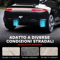 AIYAPLAY Macchina per Bambini 3-5 Anni con Licenza Ufficiale RUF GT, Telecomando, Cintura di Sicurezza e Musica, Nero(m-9)