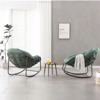 Schaukel-Eiersessel mit dickem Sitzkissen, Indoor & Outdoor Comfy Rocker Chair, 111x 94.5x 80 cm, Grün(m-6)