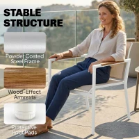 Outsunny 4 Seater Garden Furniture Set with Loveseat, Armchairs, Table, Metal Garden Sofa Set with Breathable Seats, Khaki(m-6)