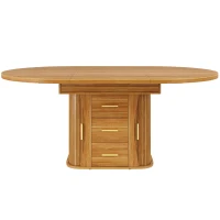 Extendable Dining Table with 3-Tier Hidden Storage and Sliding Rail, Round Kitchen Table for 6 People, 118-158L x 118W x 77H cm, Walnut(m-2)