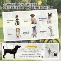 PawHut Remorque Vélo Chien avec Pneus 20", Attache Universelle, Réflecteurs, Drapeau, Laisse, 139x72x88cm, Gris et Noir(m-6)