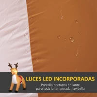 HOMCOM Reno Inflable de Navidad de 180 cm con Luces LED Ventilador Interno y Accesorios Poliéster IP44 Marrón(m-5)