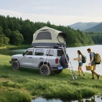 Aufblasbares Camping-Dachzelt fürs Auto/SUV, Platz für 2 Erwachsene + 1 Kind, 220x145x140 cm, Grün(m-2)