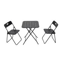 3‑teiliges Klappbares Bistro-Set aus Stahl, mit 2 Stühle + 1 Tisch, Schwarz