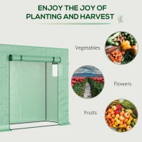 Outsunny Small Walk-in Garden Greenhouse with Steel Frame, Large Roll-up Door and Windows, 200Lx76Wx168Hcm, Green(m-18)