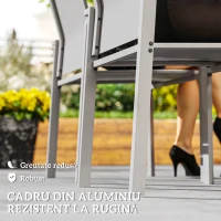 Outsunny Set de 2 Scaune de Grădină cu Cadru din Aluminiu, Plasă Respirabilă și Cotiere, 56x58x89 cm, Gri Deschis(m-4)