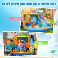 AIYAPLAY Inflatable Bouncy Castle for Kids, Sharks Theme Jumping Bounce House with Slide, Climbing Wall for Indoor Outdoor(m-9)