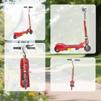 HOMCOM Folding Electric Kids Scooter Ride on Age 7-14, Red/Black(m-9)