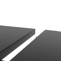 Extendable Dining Table with Curved Sliding Doors and 2 Shelves, Space-Saving Kichen Table for 6 People, 118L x 118W x 76H cm, Black(m-11)