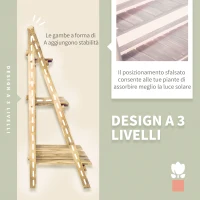 Outsunny Portapiante Pieghevole Portavasi in Legno di Abete con 3 Livelli Scaffale da Esterno per Piante Portafiori 100x37x93cm(m-5)