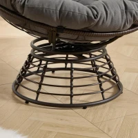 Poltrona Papasan, girevole a 360°, cuscino spesso, struttura in acciaio, 92x92x67 cm, Grigio(m-10)