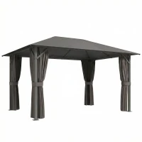 Outsunny Altana ok. 4x3m Wodoodporna Stabilna Zimowa Altana z Moskitierą, 4 ścianami, wentylacją i otworami odpływowymi(m-1)