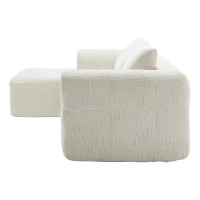 Modular L-Shaped Sofa with Deep Seating and Sleeper Function, Upholstered Lounge Couch for Living Area, 250L x 158W x 60H cm, Beige(m-14)