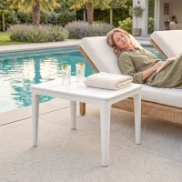 Outsunny Mesa de Centro para Jardim, 70 x 53 x 39 cm, Creme(m-5)