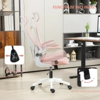 Vinsetto Scaun de Birou Reglabil și Reclinabil cu Tetieră Detașabilă, din Țesătură cu Plasă, 60x59x114-122 cm, Roz(m-6)