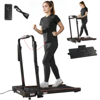 SPORTNOW Cinta de Correr Plegable con Escritorio Extraíble 2.5HP 1-12 KM/H Pantalla LED Manillar y Soporte para Móvil Negro(m-10)