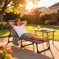 Outsunny Chaise longue pliable bain de soleil dossier inclinable 5 niveaux têtière amovible 189 x 58 x 30 cm gris(m-2)