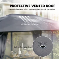 Outsunny Altana ok. 4x3m Wodoodporna Stabilna Zimowa Altana z Moskitierą, 4 ścianami, wentylacją i otworami odpływowymi(m-5)