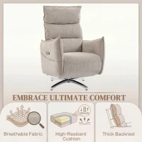 HOMCOM Draaibare Elektrische Relaxstoel voor Volwassenen, Stoel in Linnenlook met Oplaadpoorten, Beige(m-6)