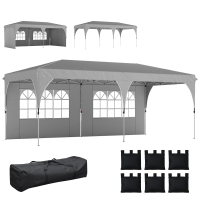 Outsunny Tonnelle de jardin 3 x 6 m pop up tente pliante réglable en hauteur imperméable protection UV50+ gris