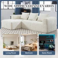 Modular L-Shaped Sofa with Deep Seating and Sleeper Function, Upholstered Lounge Couch for Living Area, 250L x 158W x 60H cm, Beige(m-5)