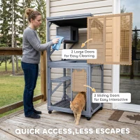 PawHut Movable Outdoor Catio with Resting Box, 3 Jumping Platforms, Waterproof Asphalt Roof for Outdoor Indoor(m-8)