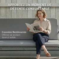 Outsunny Balancelle de Jardin 3 Places, Balançoire Extérieure avec Toit réglable et Coussin Épais Amovible, 208x125x180cm, Gris(m-7)