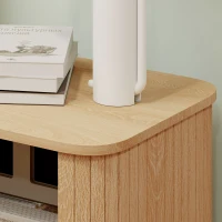 HOMCOM Nightstand with Sliding Doors and Metal Legs Oak Tone(m-9)