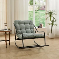 Sedia a dondolo da esterno con cuscino confortevole, per soggiorno, camera da letto, sala lettura, 75x116x82 cm, Verde chiaro(m-1)