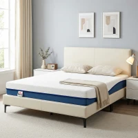 HOMCOM Matelas 140x190cm, matelas 2 personnes, mousse à mémoire de forme au thé vert, housse amovible lavable, fermeté moyenne(m-5)