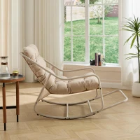 Sedia a dondolo da esterno con cuscino confortevole, per soggiorno, camera da letto, sala lettura, 75x116x82 cm, Beige(m-4)