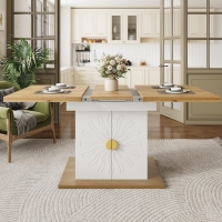 Extendable Dining Table with Leaf and Built-In Storage Shelves, Versatile Centrepiece for Open-Plan Areas, 110-140L x 70W x 76H cm, Wood