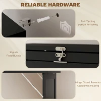 HOMCOM Three-Part Work Desk, with Storage and Chalkboard - Black(m-6)