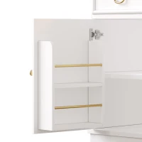 Tall Kitchen Cabinet with Integrated USB Ports & Ergonomic Worktop, Stylish Sideboard with Adjustable Shelves, 118L x 39.5W x 180H cm, White(m-11)