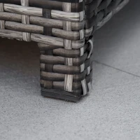 Outsunny Outdoor PE Rattan Footstool, Patio Wicker Ottoman with Cushion, for Backyard Garden Poolside Living Room 50 x 50 x 35 cm, Grey(m-10)