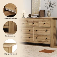 Modern Vintage Storage Cabinet with 7 Drawers, Versatile Sideboard for Living Room, Bedroom & Hallway, 152L x 40W x 88.5H cm, Wood(m-5)
