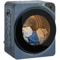 HOMCOM Secadora con evacuación compacta, secadora eléctrica 1000 W 5 kg, 5 modos de secado, cuba de acero inoxidable, azul(m-7)