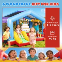 AIYAPLAY Château gonflable 4 en 1, aire de jeux avec souffleur, toboggan, piscine à balles, jeu de lancer d'anneaux, multicolore(m-5)