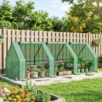 Outsunny Mini Serre de Jardin mini serre tunnel 270L x 90l x 90H cm cm toit pointu Acier PE Haute densité 140 g/m² Anti-UV 3 fenêtres avec Zip enroulables Vert(m-10)