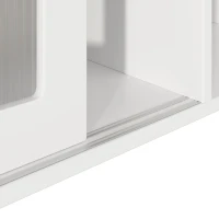 Stylish Kitchen Cabinet with App-Controlled LED and Music-Sync Lighting, Tall Buffet Sideboard for Living Area, 120L x 35W x 167H cm, White(m-10)