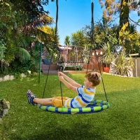 Outsunny Columpio Infantil Nido con Altura Ajustable Columpio Redondo de Árbol para +3 Años Ø100x120-180 cm Azul y Verde(m-2)