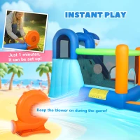 AIYAPLAY Inflatable Bouncy Castle for Kids, Sharks Theme Jumping Bounce House with Slide, Climbing Wall for Indoor Outdoor(m-6)